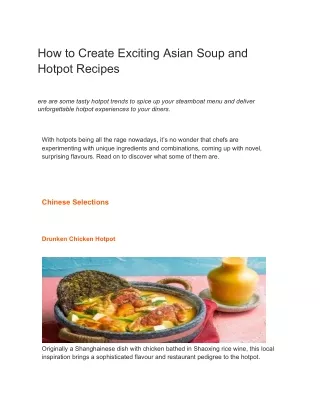 how to create exciting asian soup and hotpot