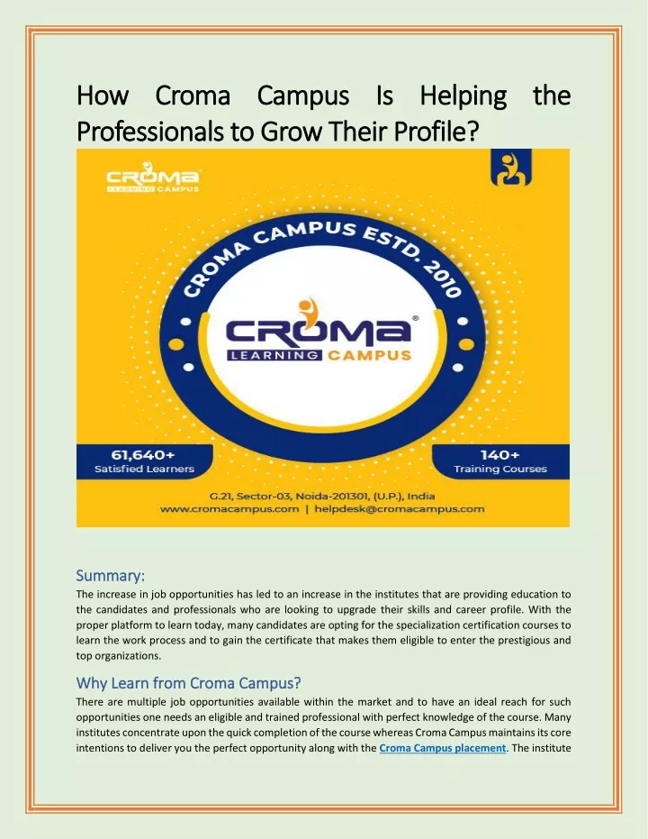 how croma campus is helping the how croma campus