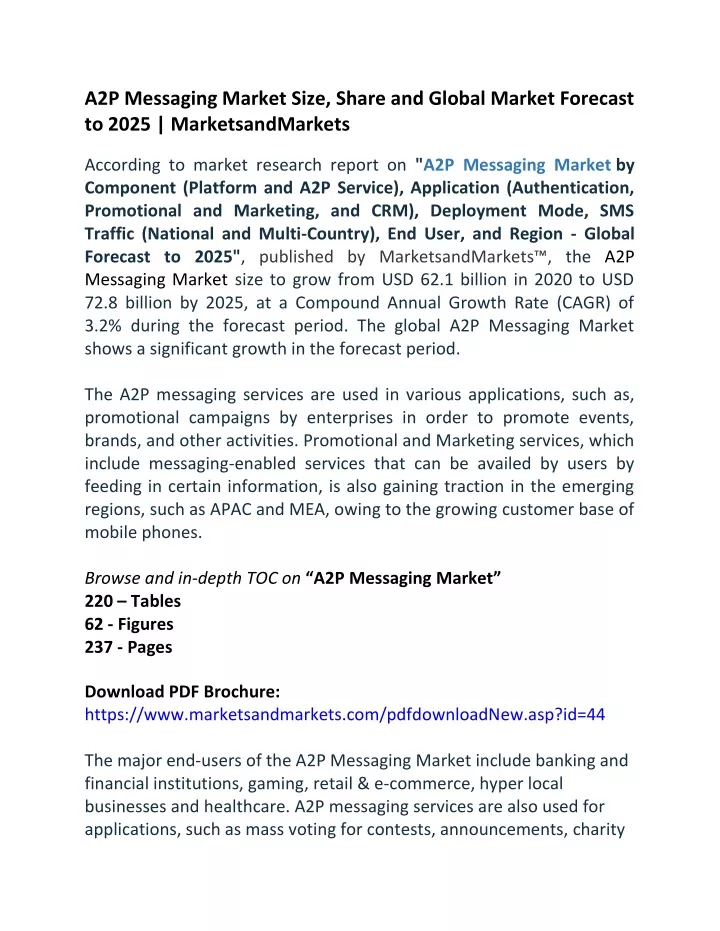 a2p messaging market size share and global market