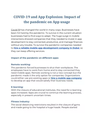 covid 19 and app explosion impact of the pandemic