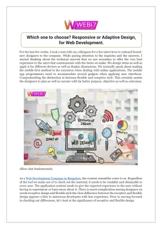 Which one to choose ? Responsive or Adaptive Design, for Web Development.