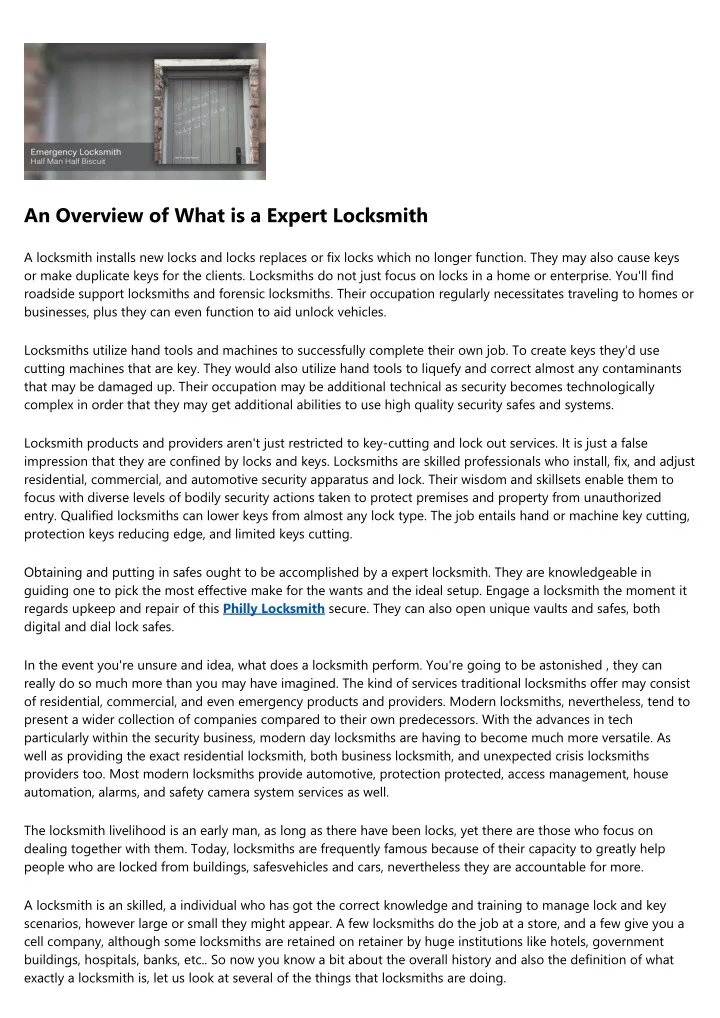 an overview of what is a expert locksmith