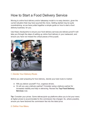 how to start a food delivery service