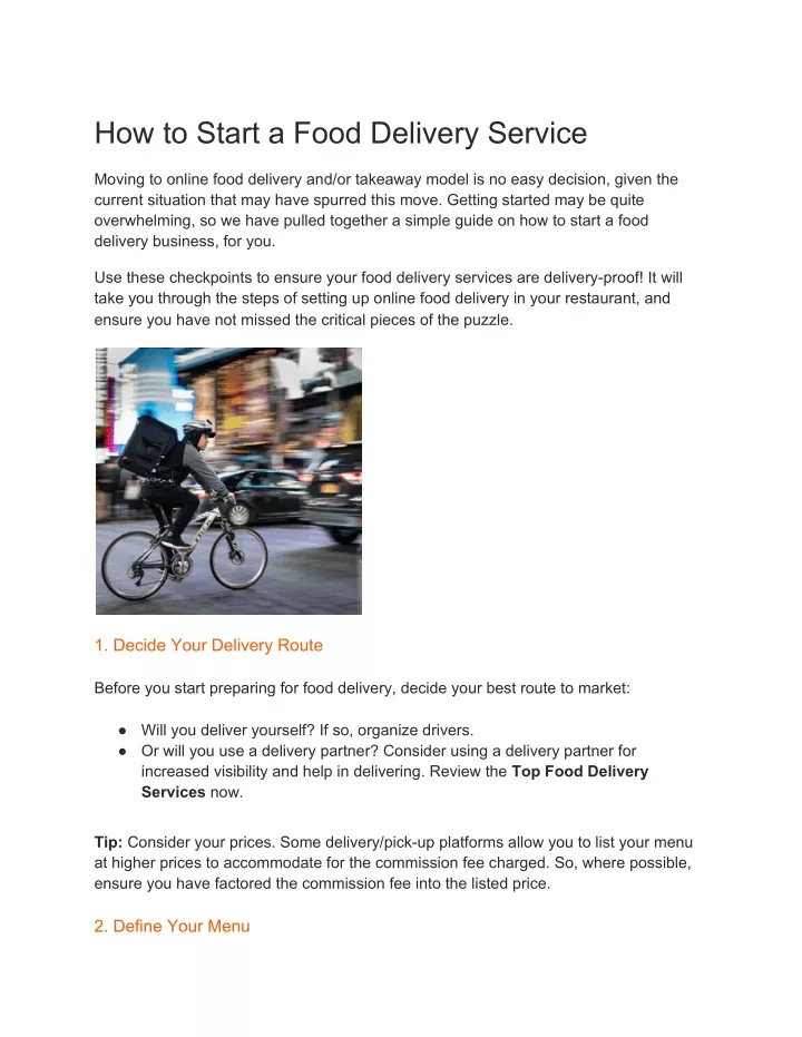 how to start a food delivery service