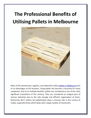 the professional benefits of utilising pallets