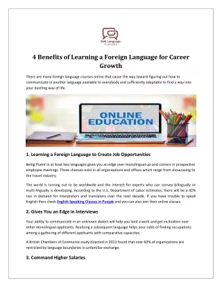 4 benefits of learning a foreign language