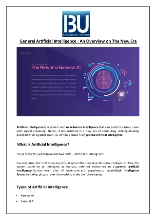 general artificial intelligence an overview