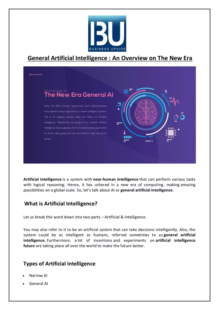 general artificial intelligence an overview