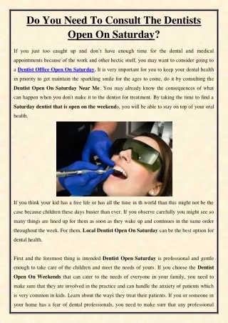 do you need to consult the dentists open