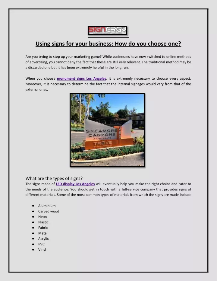 using signs for your business how do you choose