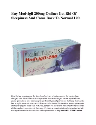 Buy Modvigil 200mg Online: Get Rid Of Sleepiness And Come Back To Normal Life