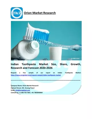 Indian Toothpaste Market Research and Forecast 2020-2026