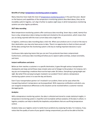 benefits of using a temperature monitoring system
