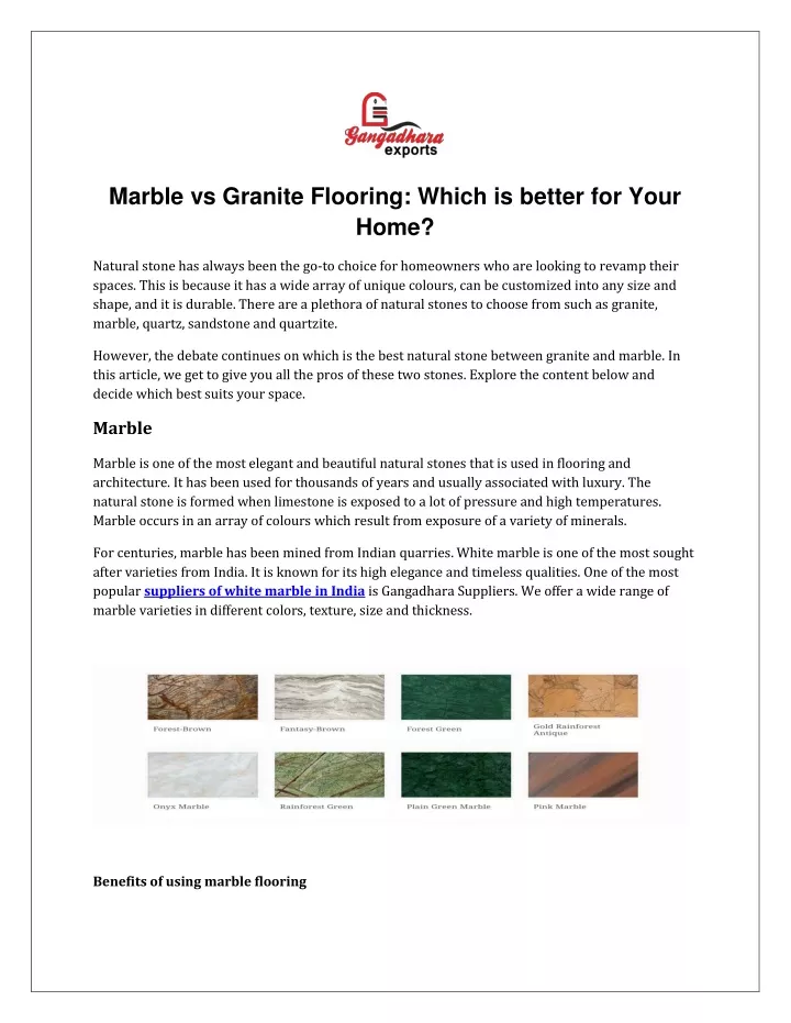 marble vs granite flooring which is better