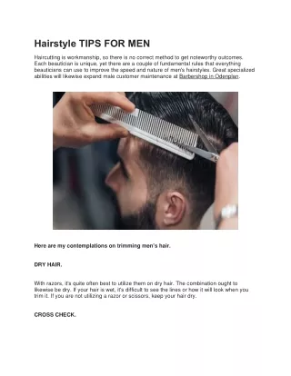 Hairstyle TIPS FOR MEN