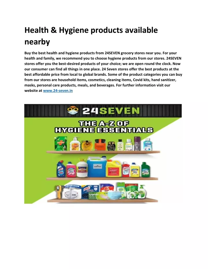health hygiene products available nearby