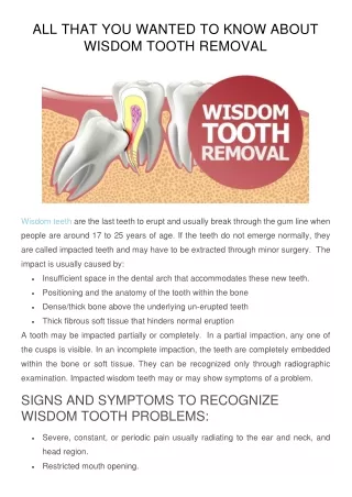 all that you wanted to know about wisdom tooth