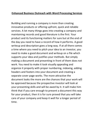 enhanced business outreach with word processing