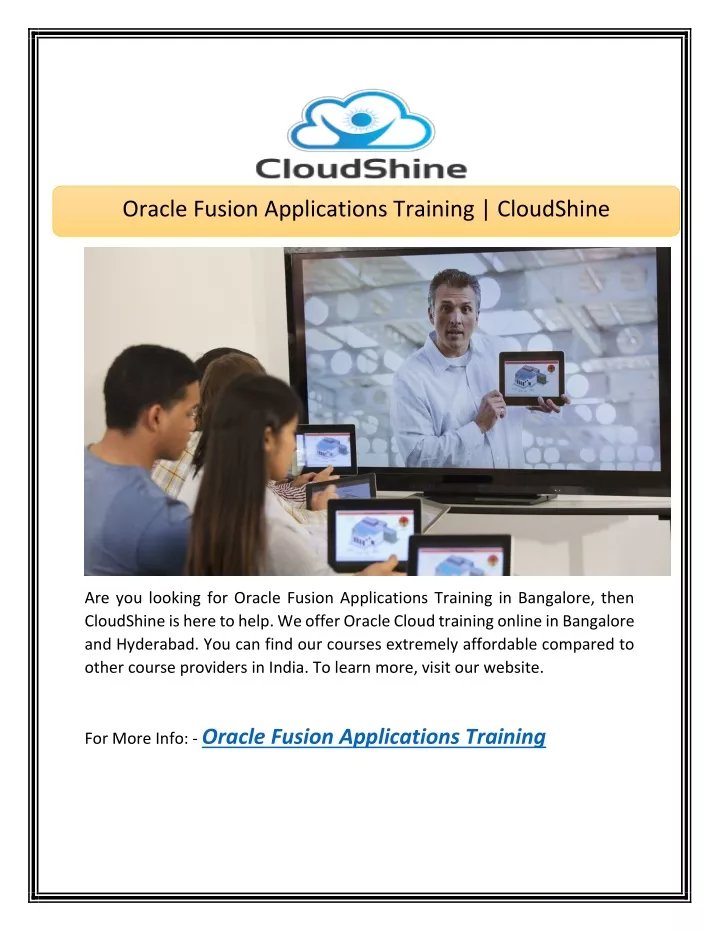 oracle fusion applications training cloudshine