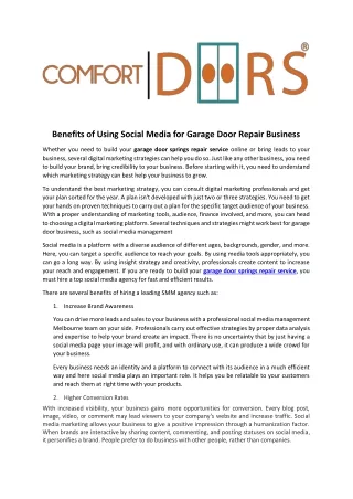 Benefits of Using Social Media for Garage Door Repair Business