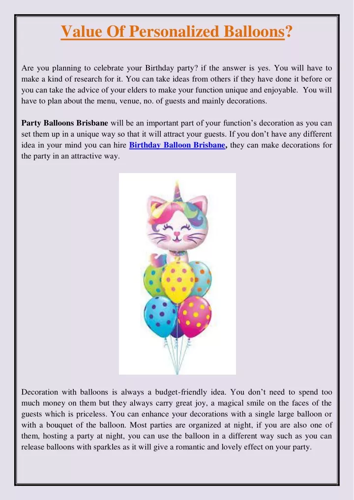 value of personalized balloons