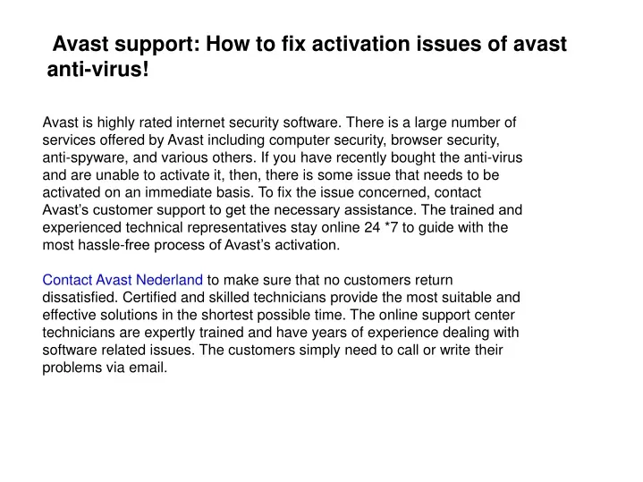 avast support how to fix activation issues
