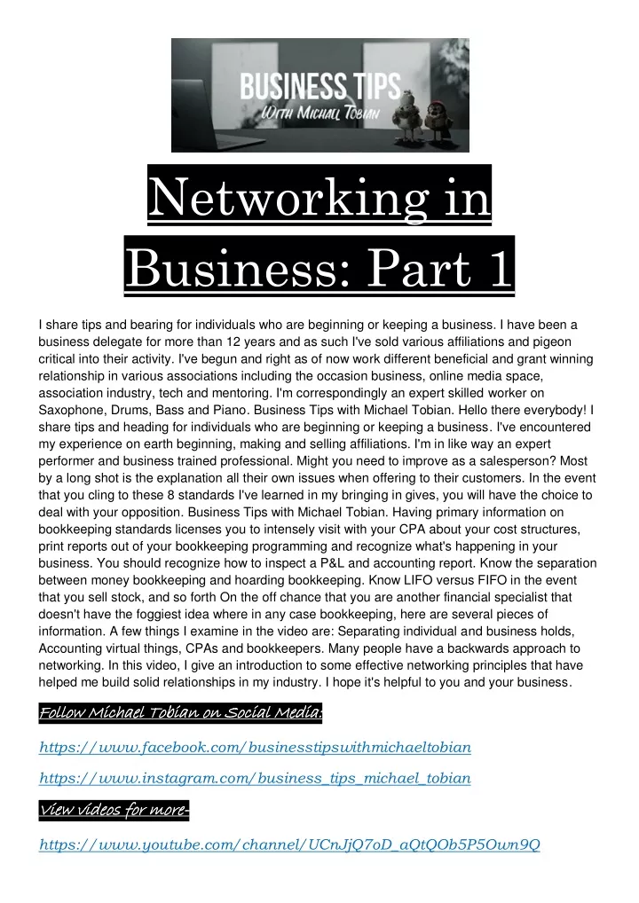 networking in business part 1