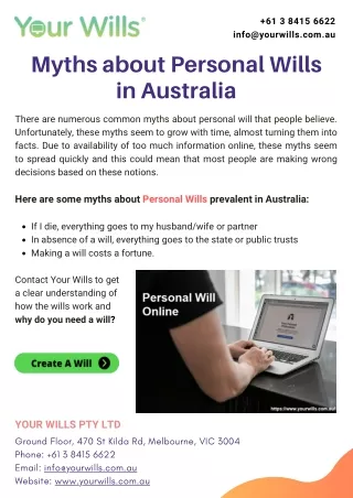 Myths about Personal Wills in Australia