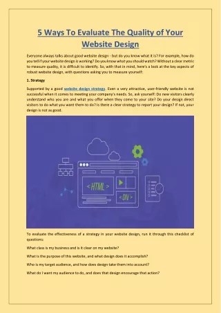 5 Ways to Evaluate the Quality of Your Website Design