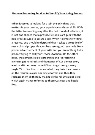 resume processing services to simplify your