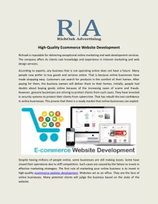 High-Quality Ecommerce Website Development