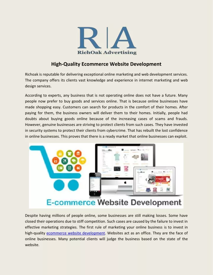 high quality ecommerce website development
