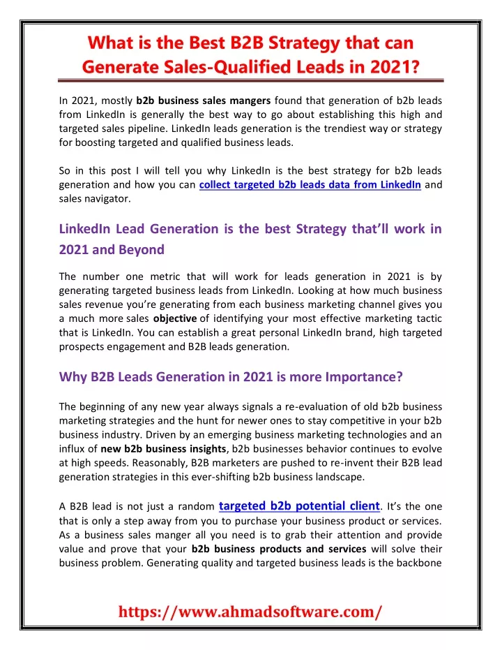 what is the best b2b strategy that can generate