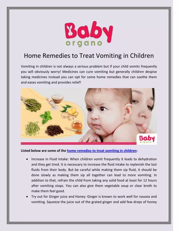 home remedies to treat vomiting in children