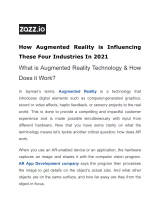 How Augmented Reality is Influencing These Four Industries In 2021