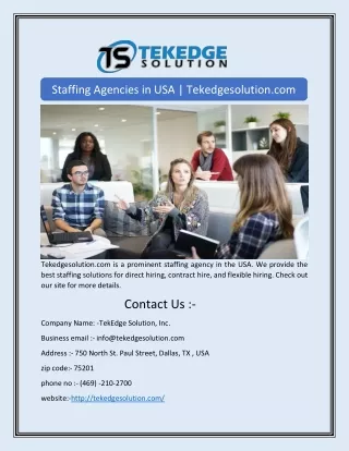 Staffing Agencies in USA | Tekedgesolution.com