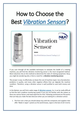How to Choose the Best Vibration Sensors?