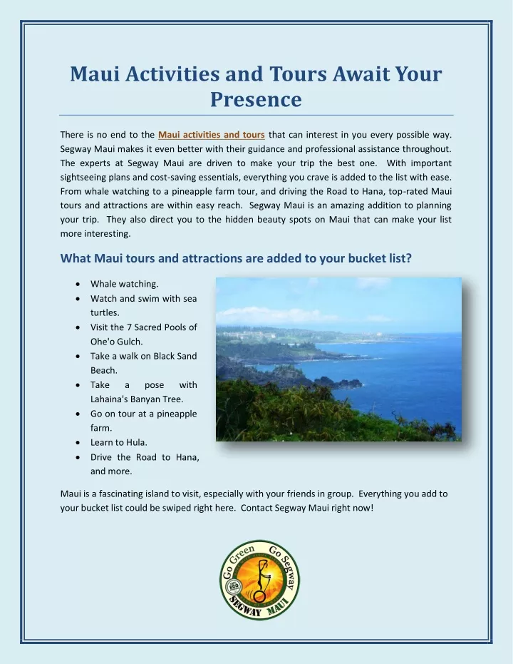 maui activities and tours await your presence