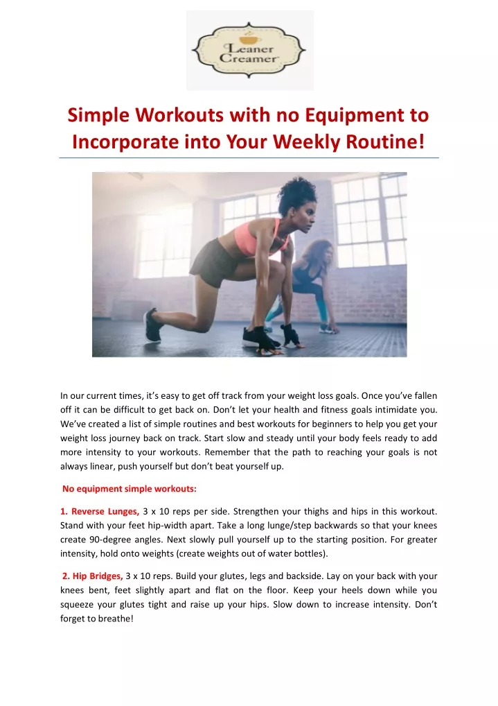 simple workouts with no equipment to incorporate