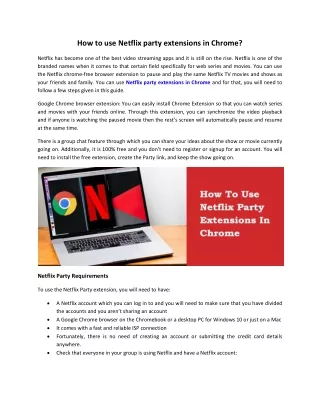 how to use netflix party extensions in chrome