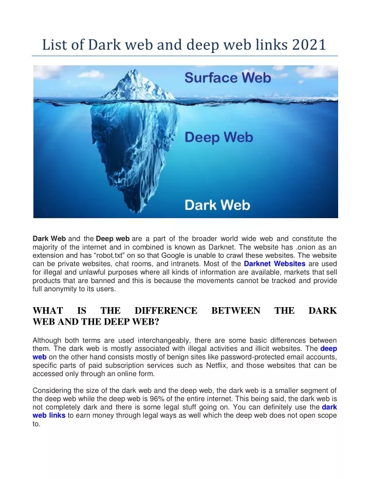 list of dark web and deep web links 2021
