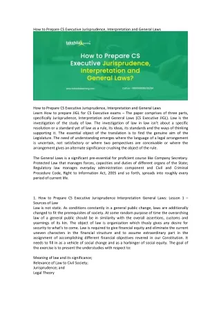 how to prepare cs executive jurisprudence