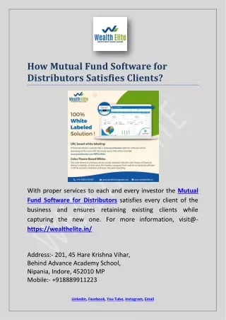 how mutual fund software for distributors