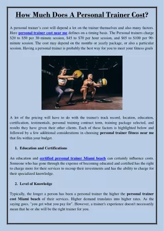 how much does a personal trainer cost