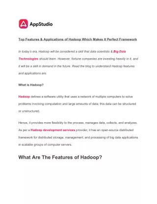 Top Features & Applications of Hadoop Which Makes It Perfect Framework