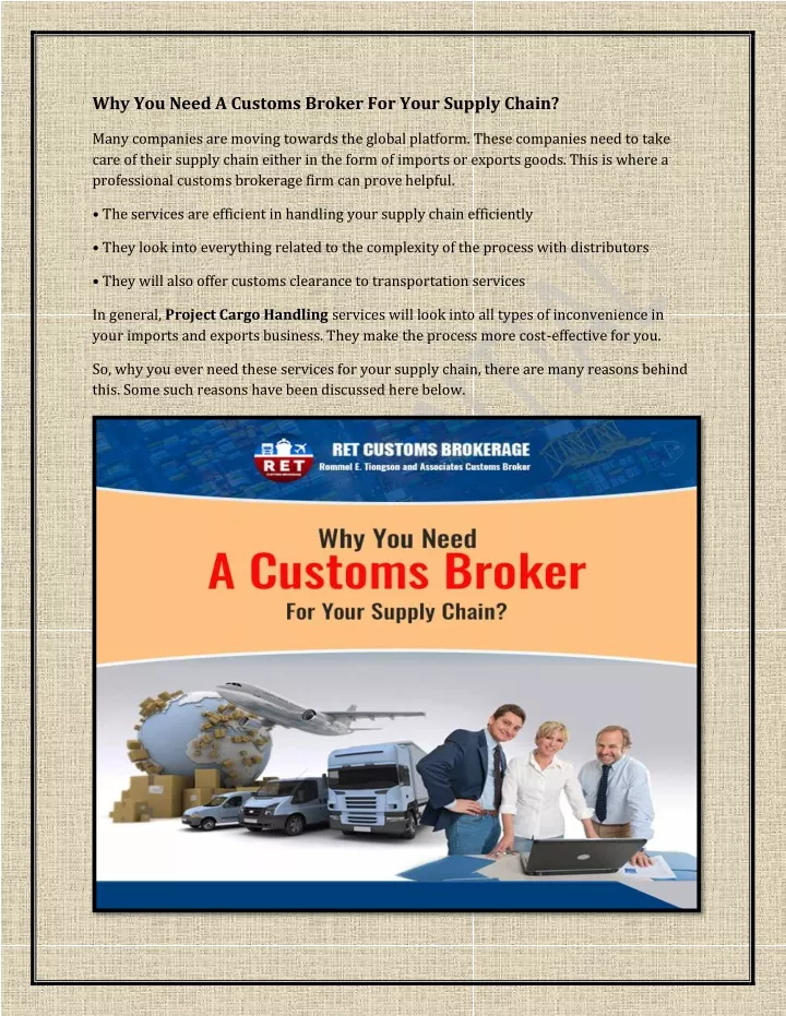 why you need a customs broker for your supply