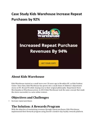 case study kids warehouse increase repeat
