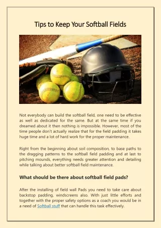 Tips to Keep Your Softball Fields