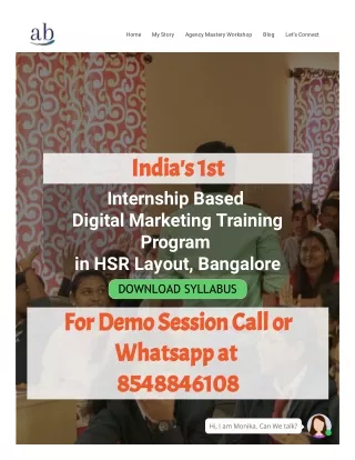 India's 1st Internship Based Digital Marketing Training Program in HSR Layout, Bangalore