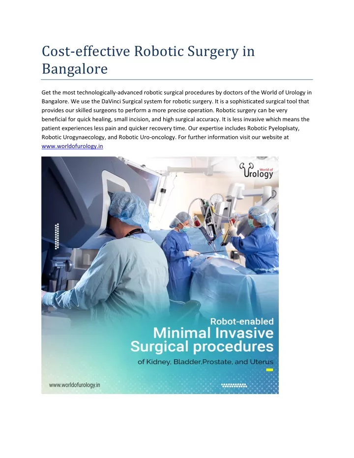 cost effective robotic surgery in bangalore